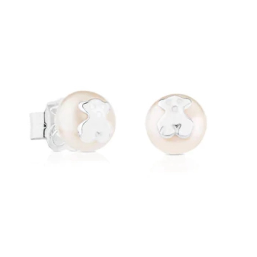 Silver Tous Authentic Pearl Earrings
